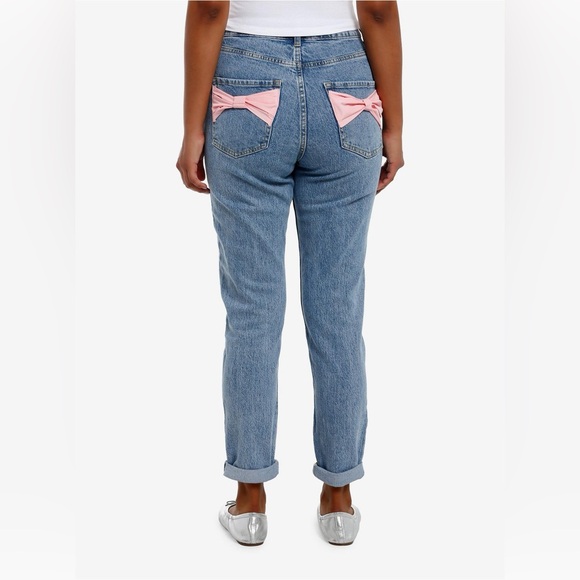 Sweet Society Cat Portrait Bow Mom Jeans – Hot Topic Size 9 - Picture 2 of 9